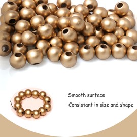 50pcs Macrame Wood Beads Large Hole Wood Beads for Craft Projects Gold Dyed 20mm 8mm Hole