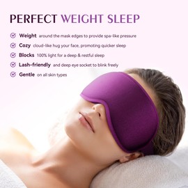 Weighted Eye Mask for Sleeping 2 Pack - 3D Contoured Sleep Masks for Women Men, Blackout Eye Mask for Travel, Meditation, Airplane, Memory Foam, Adjustable Strap Purple Pink