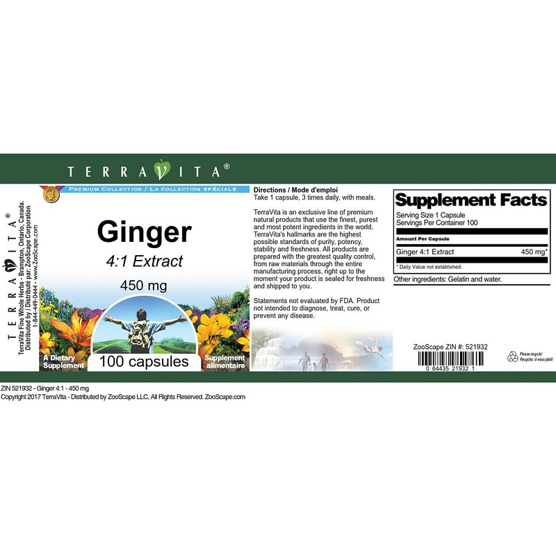 Terravita Ginger 4:1-450 mg (100 capsules, ZIN: 521932)