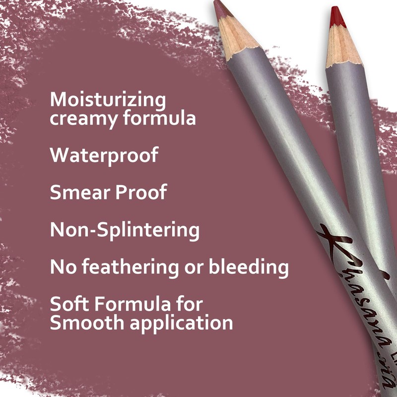 Khasana Lip Liner Pencil, Smooth Creamy Application, Long-Lasting, Nourishing &