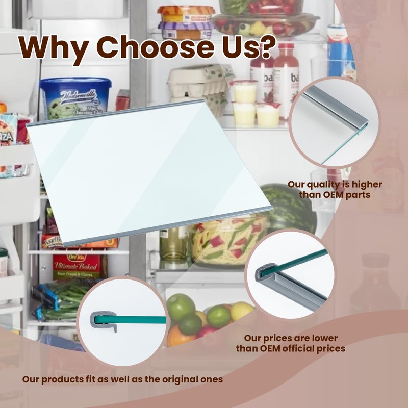 OEM W11188040 Refrigerator Fresh Food Glass Shelf (Upper) Compatible with