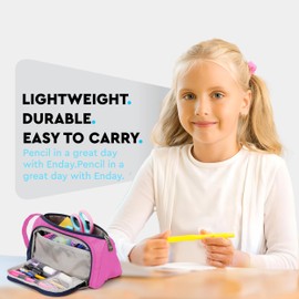 Enday Big Capacity Pencil Case, 3 Compartments Pencil Bags with Zipper, Large Capacity Pencil Pouch, Cute Pencil Case Organizer, Zipper Pencil Pouches, Pink