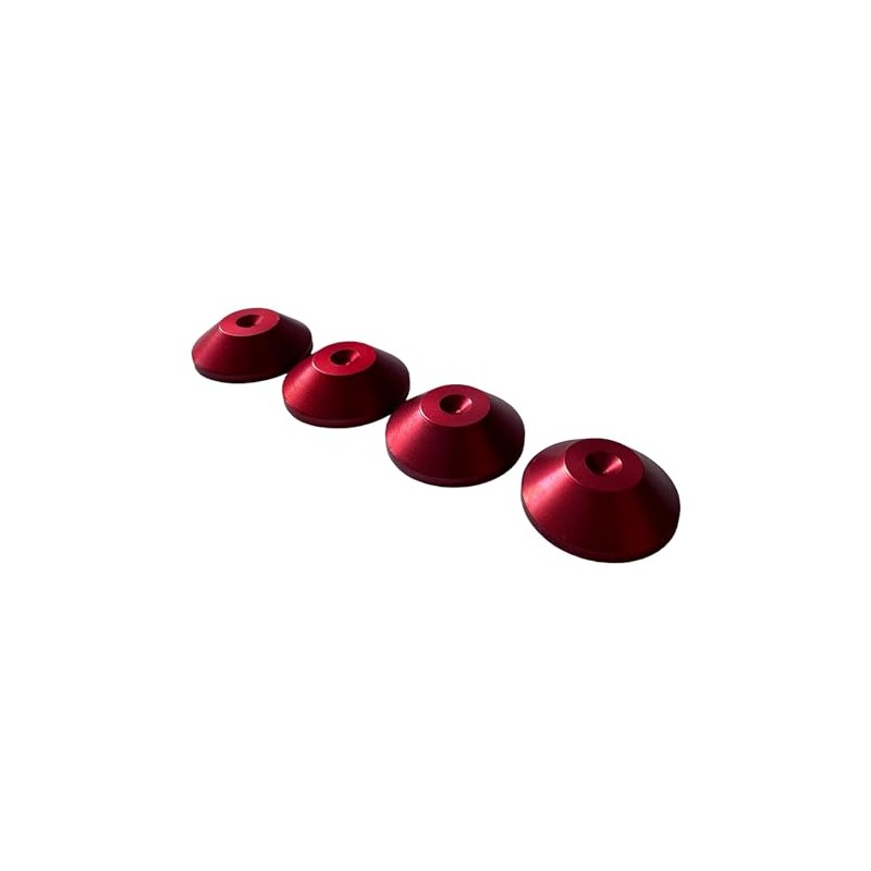 PrecisionGeek 4 x Anodised Aluminium Red Tapered Speaker Pads 20mm