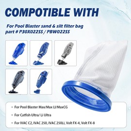Pool Vacuum Cleaner Filter Bag Compatible with Max, Catfish Ultra, iVac 250, iVAC C2, Volt FX-4 and Jacuzzi JPV200 Handheld Pool Vacuums Cleaner Filter Bag