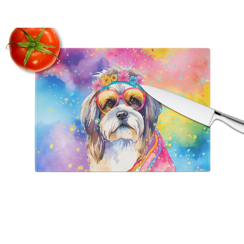 Caroline's Treasures DAC2560LCB Shih Tzu Hippie Dawg Glass Cutting Board