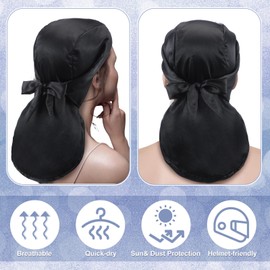 Jamntower 4 Pcs Helmet Liners for Women Do Rag Skull Liners Caps Satin Head Wrap Under Helmet Cap for Women Hightail Long Hair Loc Riding Motorcycle Protector Accessories, 4 Colors