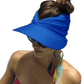 Sun Hats for Women Wide Brim Visor UV Protection Summer Beach Hat for Women Foldable Golf Hats (Blue)