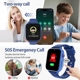 Smartwatch for Children, 4G GPS Children's Smartwatch Watch Phone Video and Voice Smart Family Chat SMS WIFI, SOS Sports Pedometer Games, Children's Gifts Watch for from 4 Years (Blue)