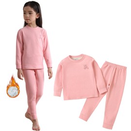 Ropa Termica para Nino,Conjunto de ropa interior térmica para Niña con Ingredientes lana y seda,suave y no se decolora,cuello redondo y diseño sin huesos, pantalones largos para niños de 3 a 10 años