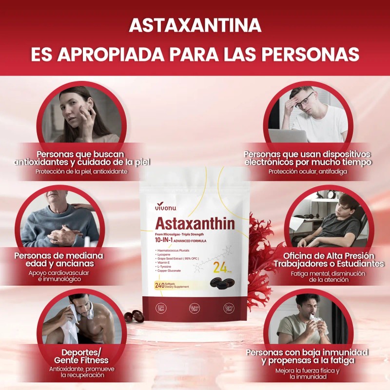 Suplementos De 10 En 1 Astaxantina 24 Mg,dosis De 120