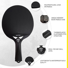 Killerspin Impact Raptor Outdoor Paddle, Table Tennis Paddles, Table Tennis Racket, Ping Pong Paddle Case, Table Tennis Equipment for Beginners/Intermediates, Black