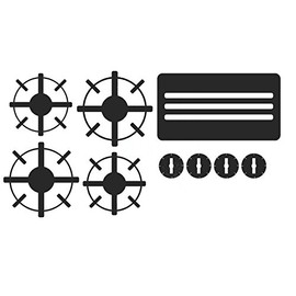 Toy Kitchen Stove Decals Stickers for Kids Pretend Play Glossy Black