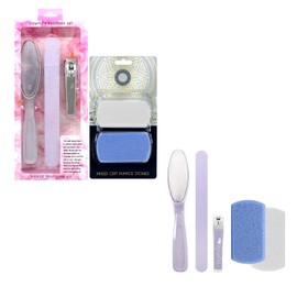 Earth & I Nail Clippers and Pumice Stones for Feet, Foot Scrubber, Nail File, Nail Clippers, Callous Remover for Feet, Pedicure Tools for Feet, Pedicure Tools Kit - Cool Blush Pink - 5 Count