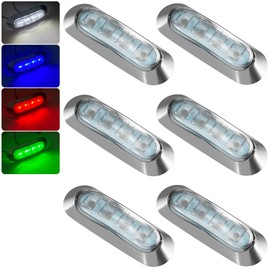 PSEQT 6Pcs 4LED RGBW Boat Courtesy Lights, 4-color 3.8'' Oval Waterproof Marine Interior Deck Transom Stern Navigation Lights for Pontoon Fishing Boat Bass Sailboat Kayak Yacht