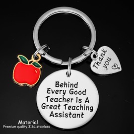 Kivosliviz Teacher Assistant Gifts for Women Men Keychain Teaching Assistant Jewelry Appreciation Item Teacher Aide Keychain