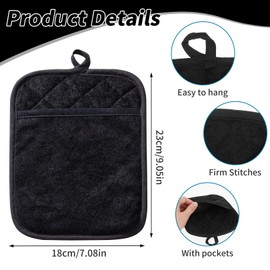 Set of 2 Pot Holders Black Kitchen Gloves Bag Cooking Gloves Heat Resistant Cotton Oven Gloves Oven Gloves Non-Slip Pot Holder Set Kitchen Accessories Oven Gloves Oven Gloves