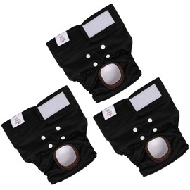 CuteBone Reusable Dog Nappies for Female Dogs, Large, Black, D60L