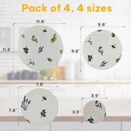 Lospara Reusable Bowl Covers for Bread Proofing, Washable Cotton Food Covers, Elastic Cotton Cloth Fabric Sourdough Cover, 4 Size Food Storage Container Lids for Fruits, Leftovers (Beige)