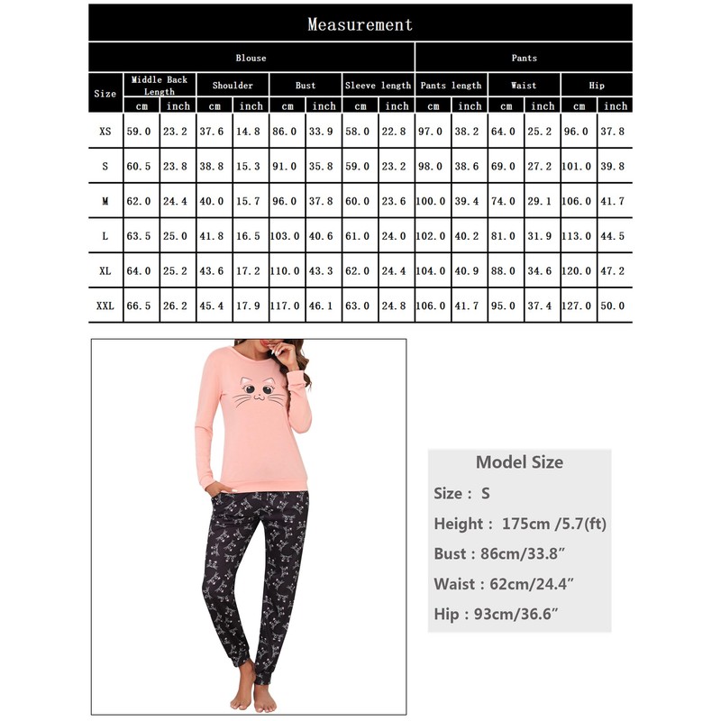 Bresdk Women's Long Winter Cotton Cute Snowflake Pattern Pyjamas Sleepwear