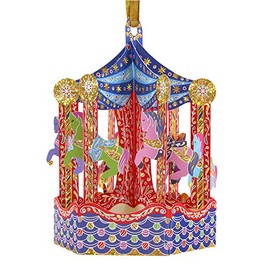 Boston International Santoro Bauble 3D Pop-Up Christmas Card, Carousel, 5 x 7 Inches, Carousel