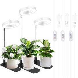 LBW Grow Light for Indoor Plants, Height Adjustable Plant Grow Lamp with Auto On/Off Timer 4/8/12H, 4 Dimmable Brightness, for Small Plants, White, 3 Packs