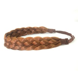 BOBIYA 5 Strands Synthetic Hair Wide Braided Headband Elastic Stretch Braided Headband for Women Girls (Sunset Brown)