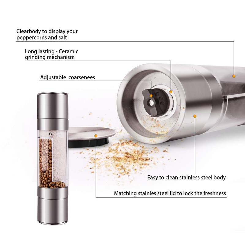 Mixoo Salt and Pepper Grinder - 2 in 1 Manual