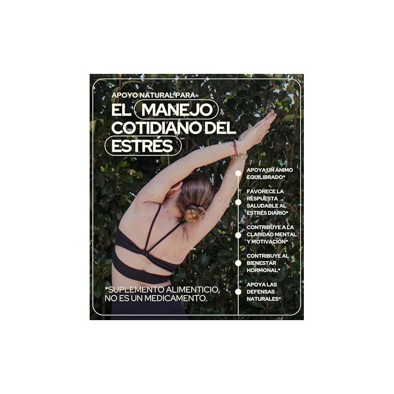 Stress Reset Adaptógenos Rhodiola Rosea Tulsi Múcuna Hongo Reishi Capsulas