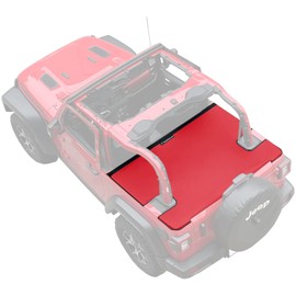 Shadeidea JL Cargo Cover Compatible with Jeep Wrangler JL 2 Door (2018-Current) Rear Trunk Ton Tonneau Vinyl Tailgate Cover Robicon Sahara Sport S (Red) - 3 Year Lasting