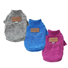 LOSHALL 2 Pack/3 Pack Fleece Dog Sweater for Small Dogs Girl Boy, Soft Warm Turtleneck Dog Sweatshirt, Pet Puppy Cat Winter Clothes Apparel Pullover Jumper (B-Grey Purple Blue, L)