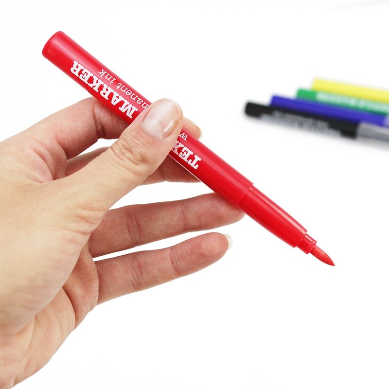 com-four® 5 x Textile Markers Fine Tip Laundry Markers in