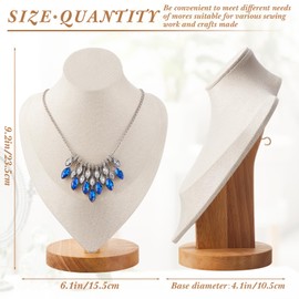 Juexica 2 Pcs Necklace Display Stand Bamboo Jewelry Bust Display Stands Necklace Bust for Selling for Vendors Home Trade Organizer (Beige)