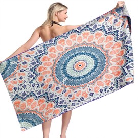 Blue Giraffe Beach Towel, Super Soft, Swim Towel, Microfiber, Bath Towel, 63.0 x 31.5 inches (160 x 80 cm), Travel, Ultra Absorbent, Sandproof, Large, Thin, Large, Lightweight, Compact, Quick Drying,