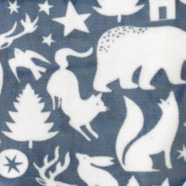 Fusion Snug - Scandi Animals - Fleece Throw - 120 x 150 cm in Navy Blue