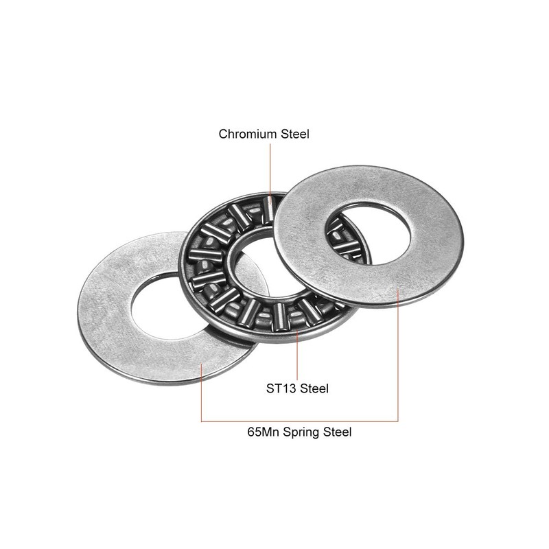 uxcell AXK1024+2AS Needle Roller Thrust Bearings with 2 Washers, 10mm