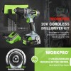 WORKPRO 20V Cordless Drill Driver Kits 3/8'' Keyless Chuck 2.0Ah
