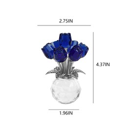 Kitcom Crystal Rose Blue Flower Figurine, Rose Gifts for Mom Wife Girlfriend Grandma, Crystal Flower Collectible Ornament Valentine's Day Mother's Day Thanksgiving Christmas Anniversary Birthday Gifts