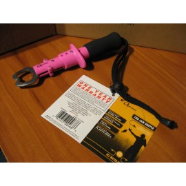 Quarrow 7" Fish Jaw Gripper Heavy Duty Stainless Prongs Adjustable Lanyard Pink