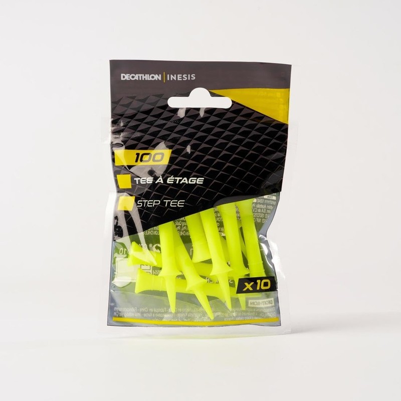 Decathlon 100 Golf Step Tees 46mm 10-Pack Unique Size Fluo