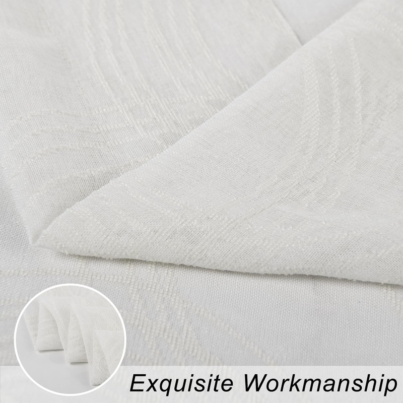 XWZO Linen Sheer Valance for Windows Solid Semi Transparent Curtains
