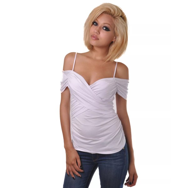 Mercurisa New White Women's Off the Showlders Stretch Top Blouse