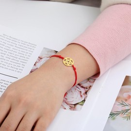 TEAMER Triple Moon Goddess Chain Bracelet Pentagram Wax Rope Bracelet Stainless Steel Pentacle Pentacle Wiccan Charm Witch Jewellery for Women, Stainless Steel