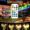 Larkvue 100FT(2x50FT) RGB Solar Outdoor String Lights with Remote, Dimmable