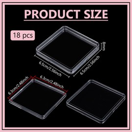 BENECREAT 18 Pack Clear Acrylic Box, 2.5x2.5x0.3inch Mini Plastic Storage Containers with Lid for Collecting Small Items, Beads, Jewelry, Business Cards, Crafts