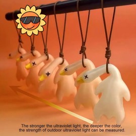 Color-Changing Roast Duck Car Pendant,2025 UV Temperature Reminder, Cute Rearview Mirror Pendant, Fun Mirror Hanging Ornament for Cars, Bicycles (4-Piece Set)