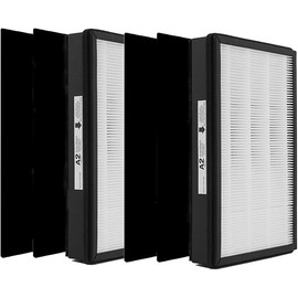 A2 True HEPA Replacement Filter Size A2, Compatible with Filtrete FAP-C02-A2, FAP-C03-A2, FAP-T03-A2, FAP-SC02L Air Purifier, Part # 1150101, 2 H13 True HEPA Filters + 4 Pre-filters