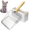 FULUDM Cat Litter Scoop with Container - Metal Cat Litter