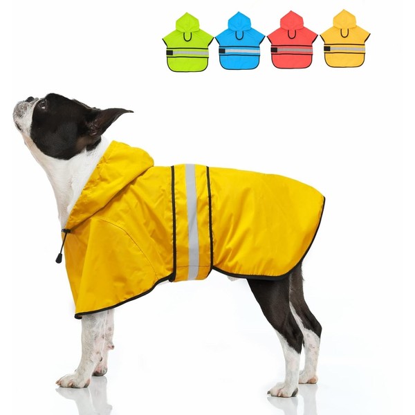 Candofly Dog Raincoat Hooded Poncho - Adjustable Waterproof Dog Rain