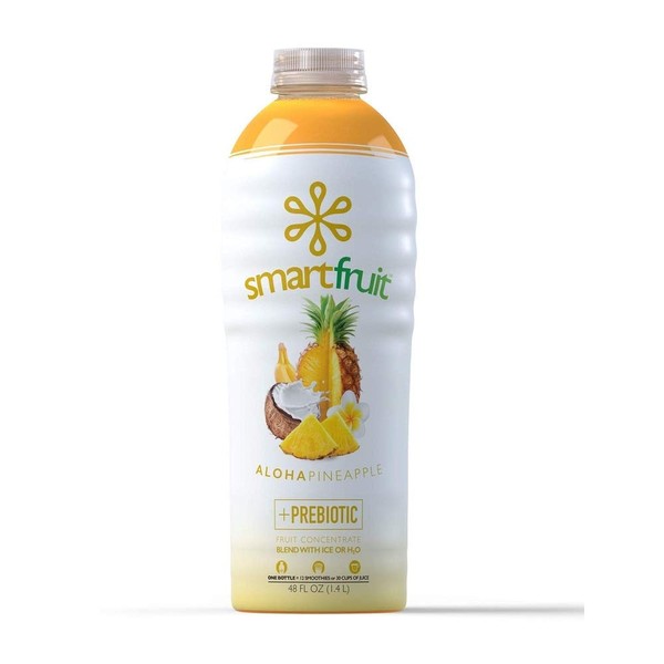 Smartfruit Aloha Pineapple + Prebiotic, 100% Real Fruit Pur?e (Smoothie Mix) No Added Sugar, Non-GMO, No Additives, Vegan, Family Size 48 Fl. Oz?