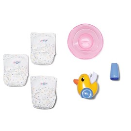 BABY born Zapf Creation 838365 Potty Set for 43 cm Dolls with Nappies, Cream Tin and Berta Duck as Paper Dispenser